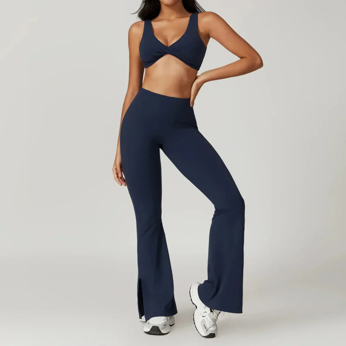 PilatessEmpower Women's Yoga Ensemble - 2 Piece Crop Top and Wide Leg Pants by PilatesCore