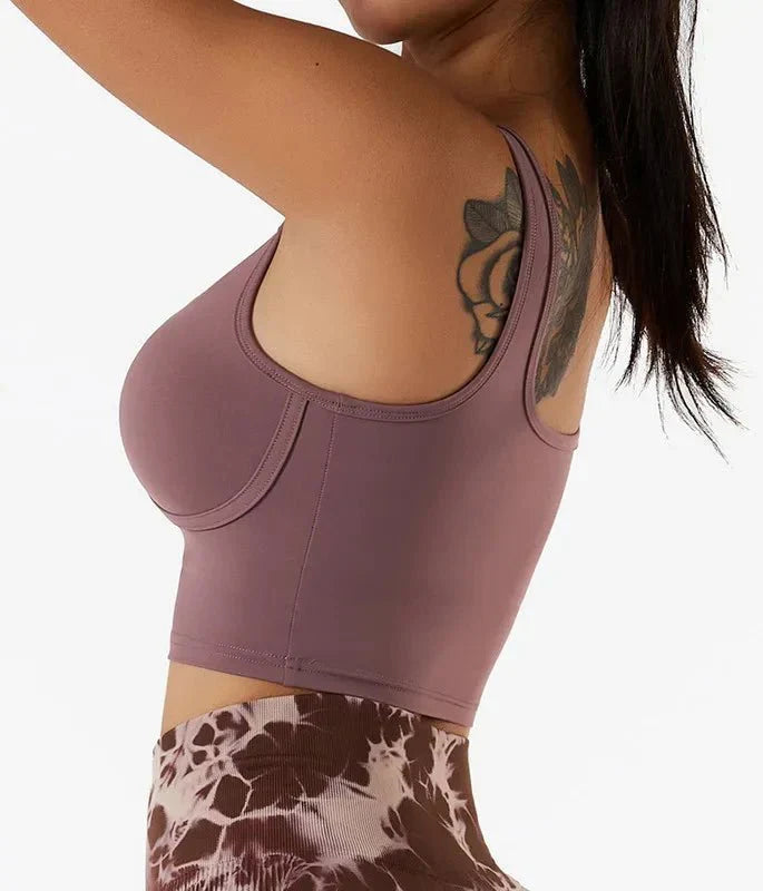 PilatessEmpower Women's Breathable Sports Bra for Yoga and Pilates with Integrated Chest Pad