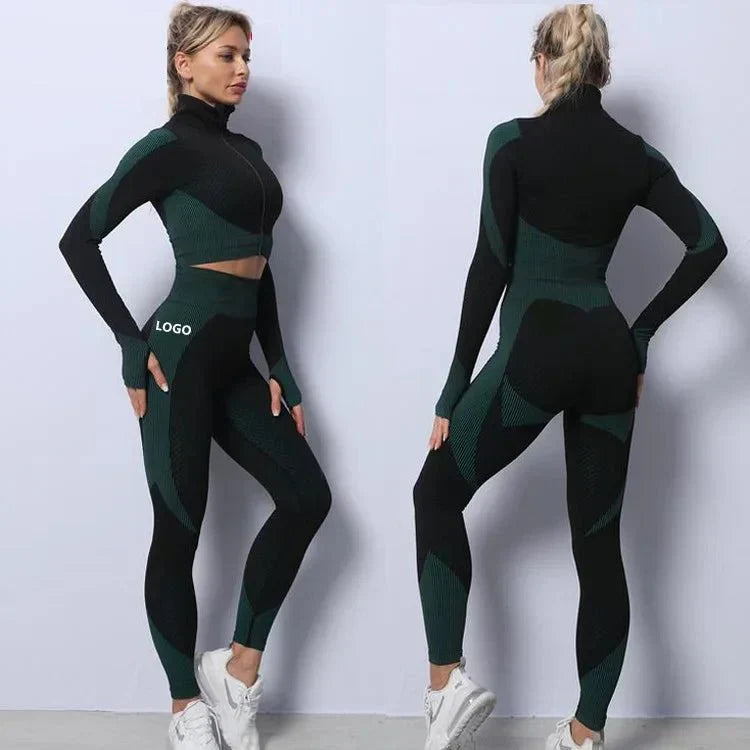 PilatessEmpower 3-Piece Women's Fitness Set: Crop Top, Sports Bra, and Leggings