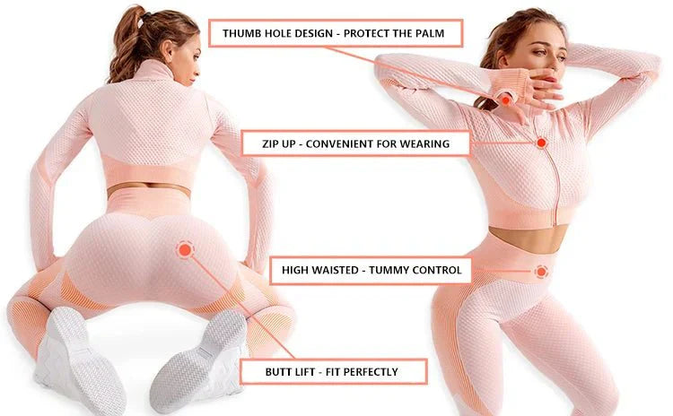 PilatessEmpower 3-Piece Women's Fitness Set: Crop Top, Sports Bra, and Leggings