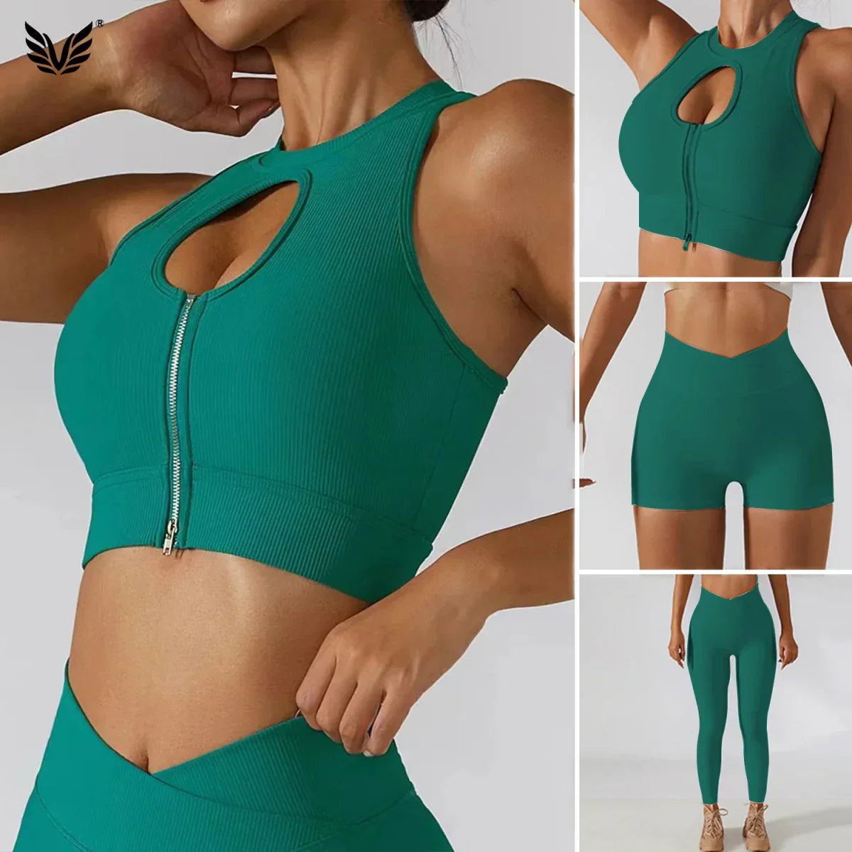 PilatessEmpower Women's High Waist 2-Piece Yoga Set - Seamless Fitness Apparel with Shorts